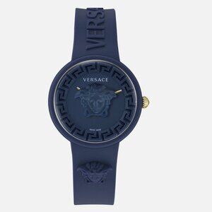 Versace Womens Blue 39mm Strap Fashion Watch With Box
